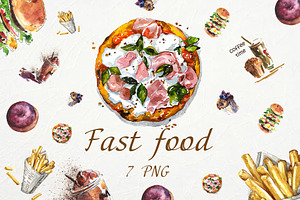 Fast food.Watercolor set.PNG