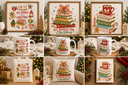 Retro Bookish Christmas Png Bundle, an Object Graphic by Daisy Design (Thumbnail 6 of 11)