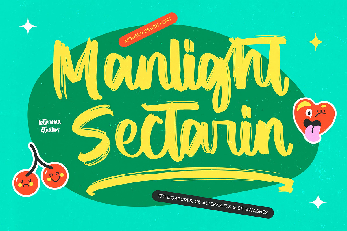 Manlight Sectarin- Modern Brush Font, a Script Font by Letterena Studios Script (Photo 1 of 20)