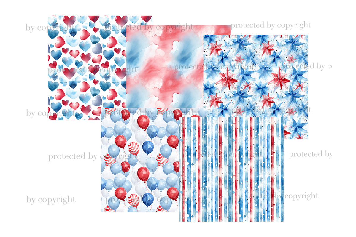 Patriotic Paper 4Th Of July Pattern, a Pattern Graphic by GlamArtZhanna (Photo 3 of 4)