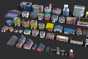 Low Poly City Town Pack