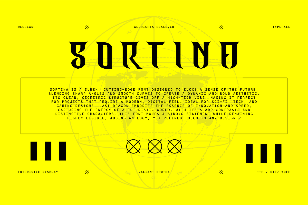 VB Sortina - Futuristic Display Font, a Sans Serif Font by VALIANTBROTHA (Photo 1 of 11)