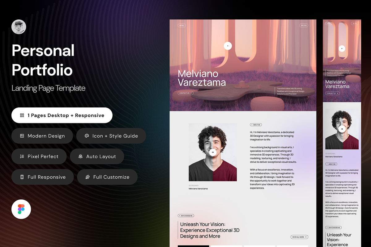 Personal Portfolio - Landing Page, an UI Kit Template by andrisetiawannn (Photo 1 of 6)