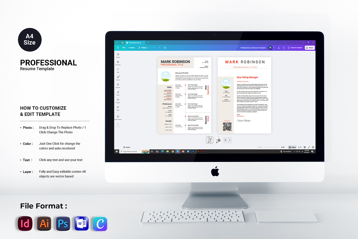 Resume | Indd, Eps, Psd, Word, Docx, a Resume Template by Spark_Creative (Photo 4 of 4)