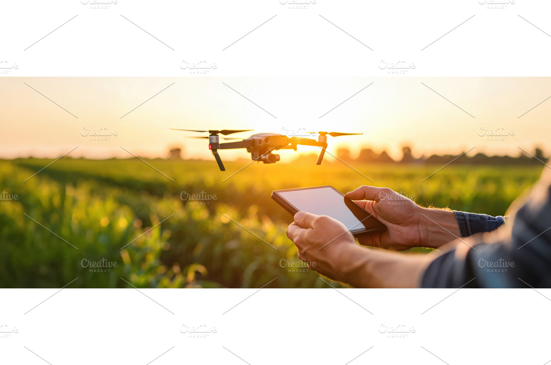 A person pilots a drone over a green, a Nature Photo by Igor Tichonow
