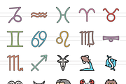 24 Zodiac Filled Line Icons, an Outline Icon by IconBunny (Thumbnail 2 of 3)