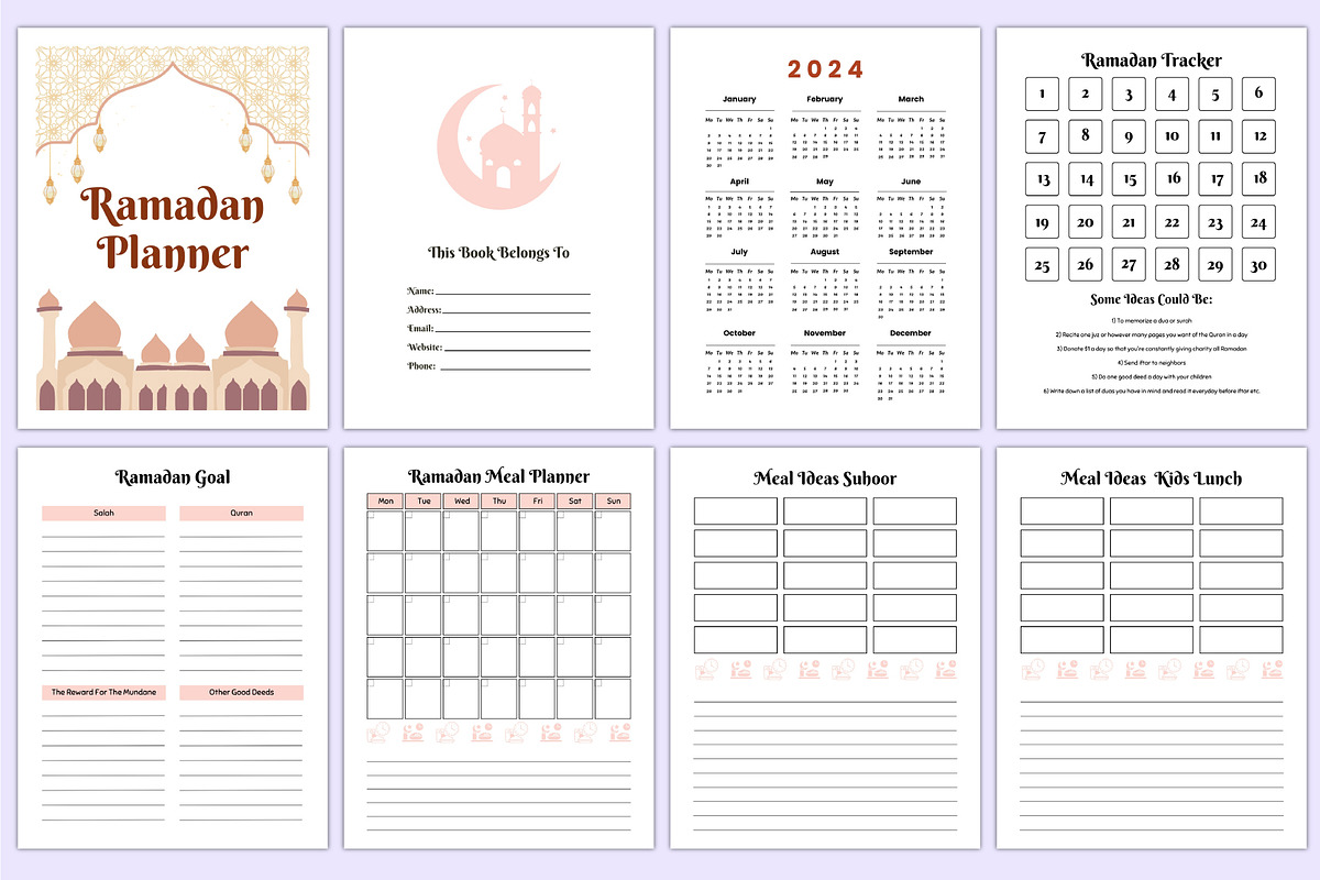 Ramadan Planner 2024 Canva Template, a Stationery Template by Mustafiz