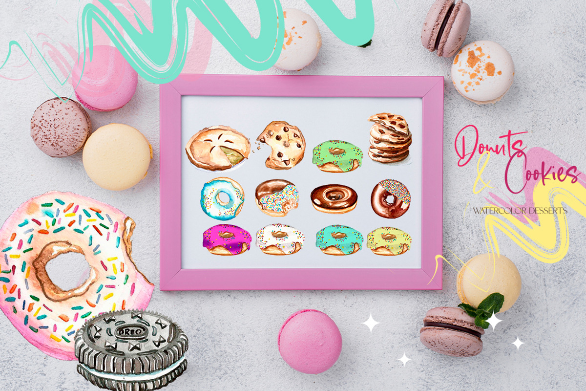 Dessert bundle watercolor clipart, a Food Illustration by CpandoShop (Photo 2 of 6)