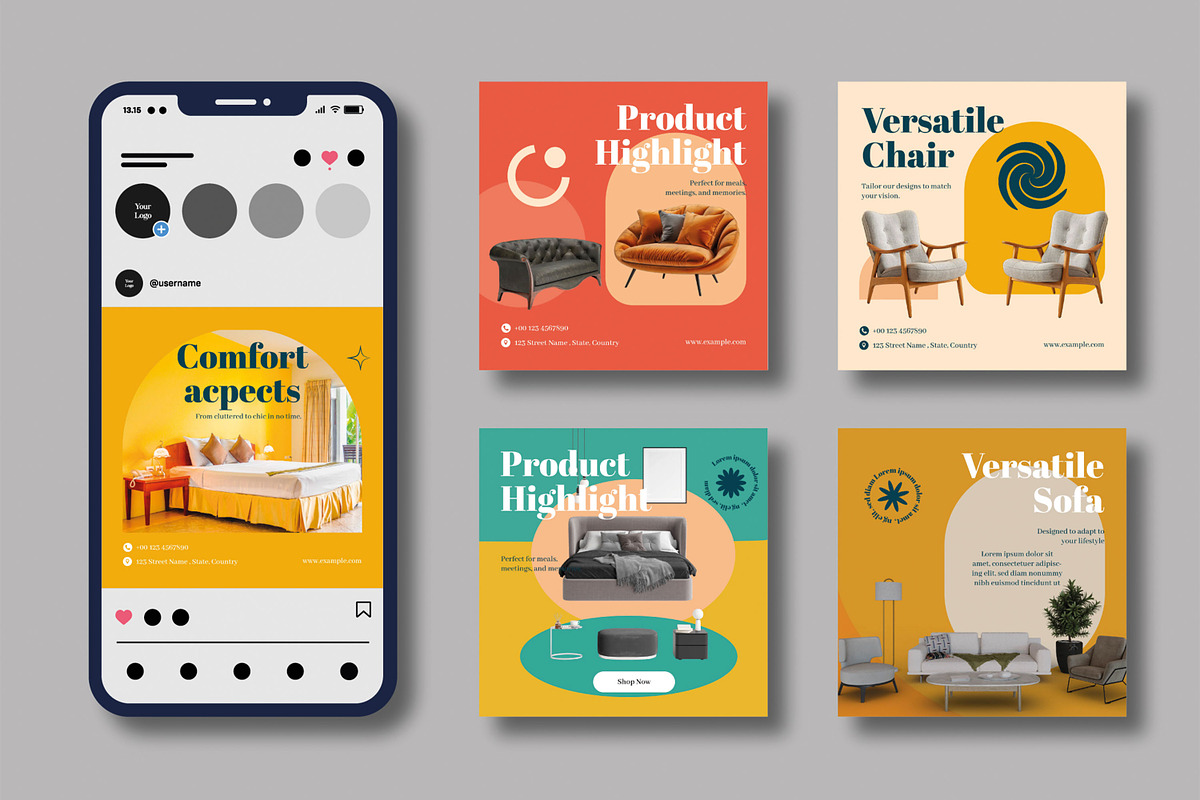 Furniture Social Media Posts, a Social Media Template by MightyDesign (Photo 2 of 9)