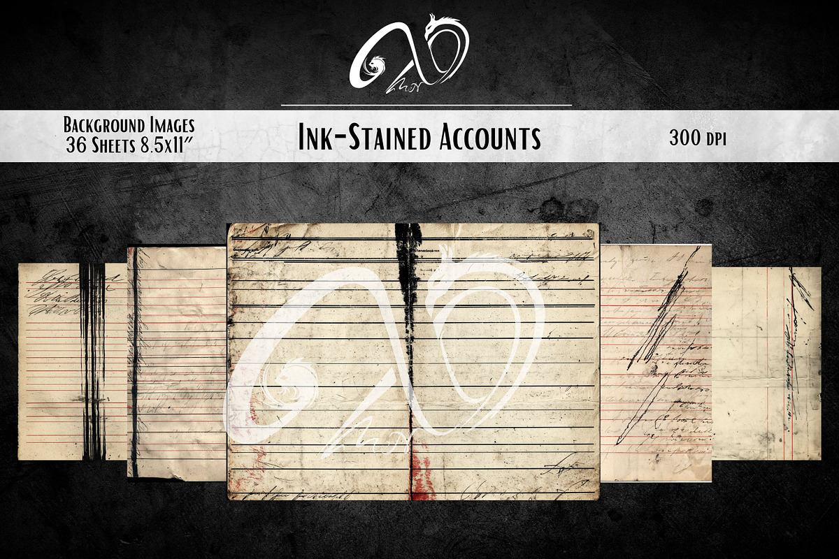 Ink-Stained Accounts: Antique Ledger, a Background Graphic by NiiiNArt (Photo 4 of 8)