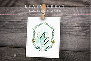 Leafy Crest - Watercolor Clip Art, a Graphic by SmallHouseBigPony (Thumbnail 3 of 6)