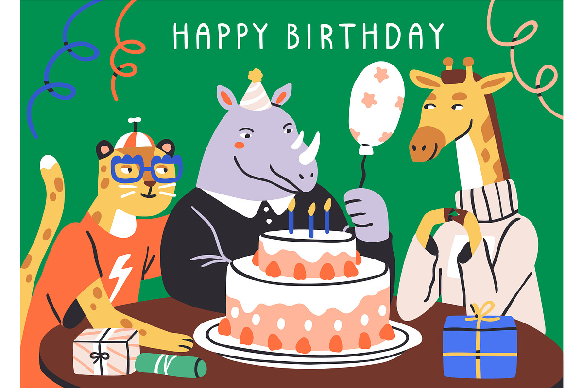 Happy birthday cards with animals, an Animal Illustration by Good Studio (Photo 7 of 11)
