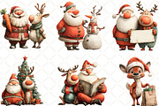 Santa And Reindeer Clipart, an Illustration by Black Bird Studio (Thumbnail 2 of 6)