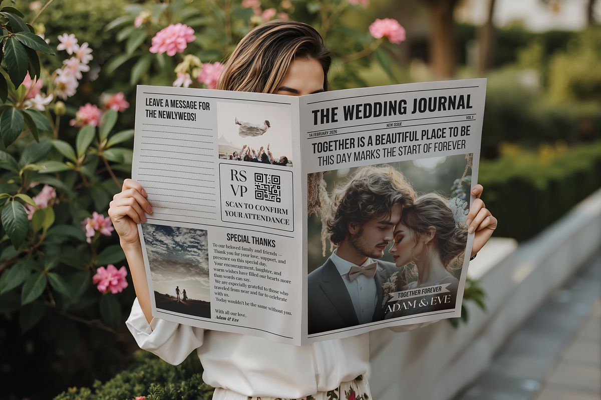 Newspaper Wedding Invitation, an Invitation Template by ZoloDesignHub (Photo 7 of 10)