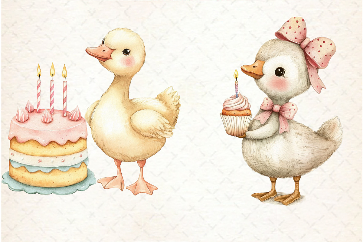 Watercolor Baby White Goose Birthday, an Illustration by Watercolor design (Photo 2 of 4)
