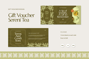 Sereni Tea - Gift Voucher, a Card Template by Fannan Studio