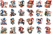 4th of July Cute Gnome Girl Clipart, an Illustration by Designking (Thumbnail 2 of 5)