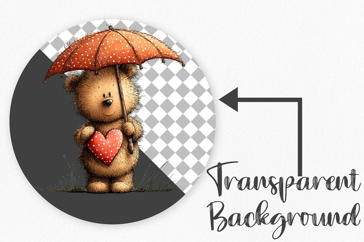 Whimsical Valentine Bear Clipart, an Illustration by Canvas Craft (Photo 2 of 6)