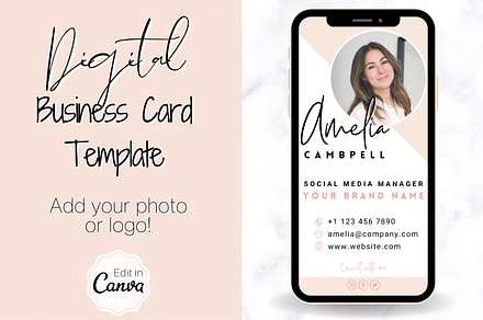 Digital Business Card Template, a Business Card Template by Templatables