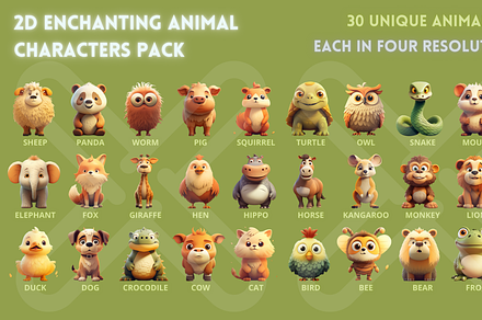 2D Enchanting Animal Characters Pack