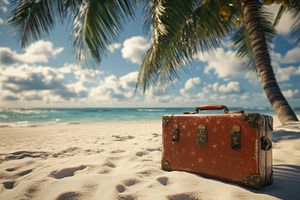 An old-fashioned suitcase sits, a Photo by Pavel_design