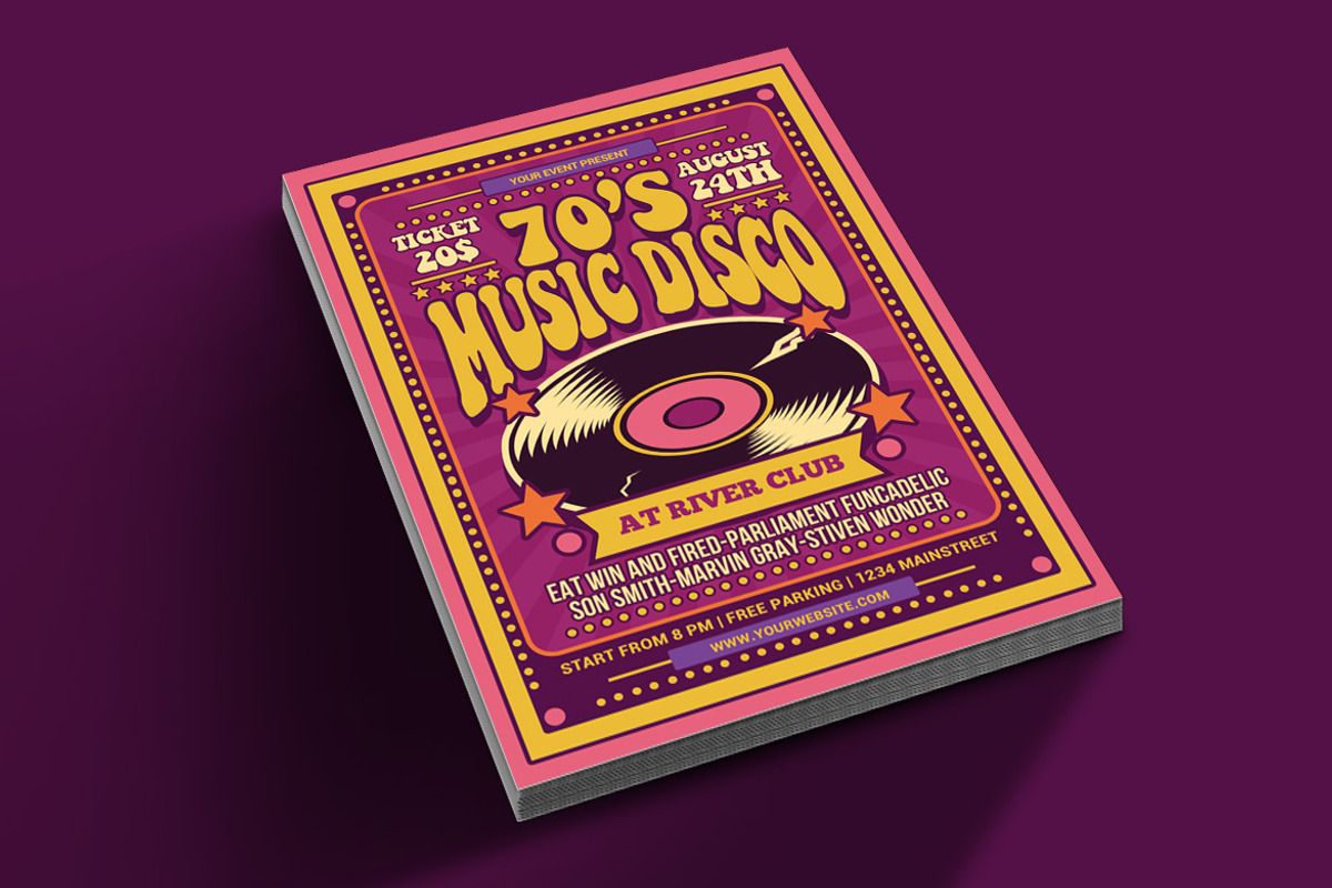 70's Music Disco Flyer, a Flyer Template by Muhamad Iqbal hidayat (Photo 2 of 4)
