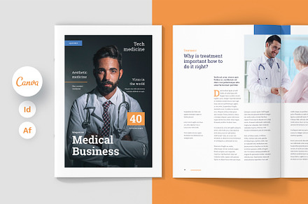 Medical Business Magazine Canva, a Magazine Template by artbart