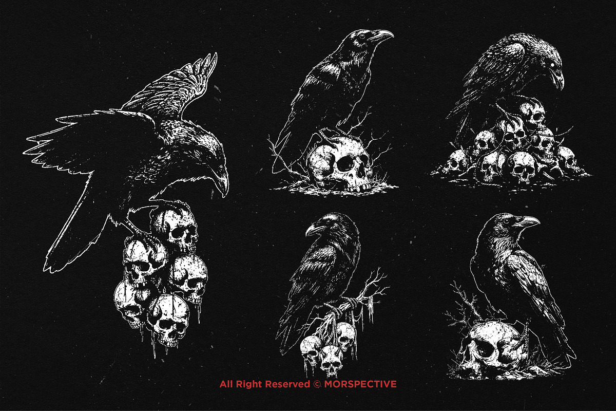 10 Bundle Dark Art Death Raven Crows, an Illustration by Morspective (Photo 3 of 7)