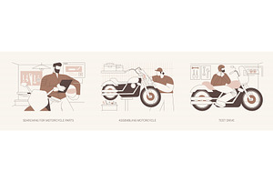 Custom motorcycles isolated cartoon, a Person Illustration by Visual Generation