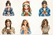 American Girls with coffee clipart, an Illustration by Rose Art (Thumbnail 4 of 7)