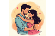 Hugging Couple Romance Clipart, a Seasonal Illustration by Creative design (Thumbnail 5 of 7)