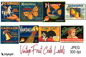 Vintage Fruit Crate Labels JPEG file