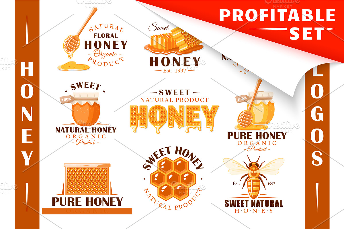 18 Modern Honey Logos Templates, a Branding & Logo Template by Art Design (Photo 1 of 11)