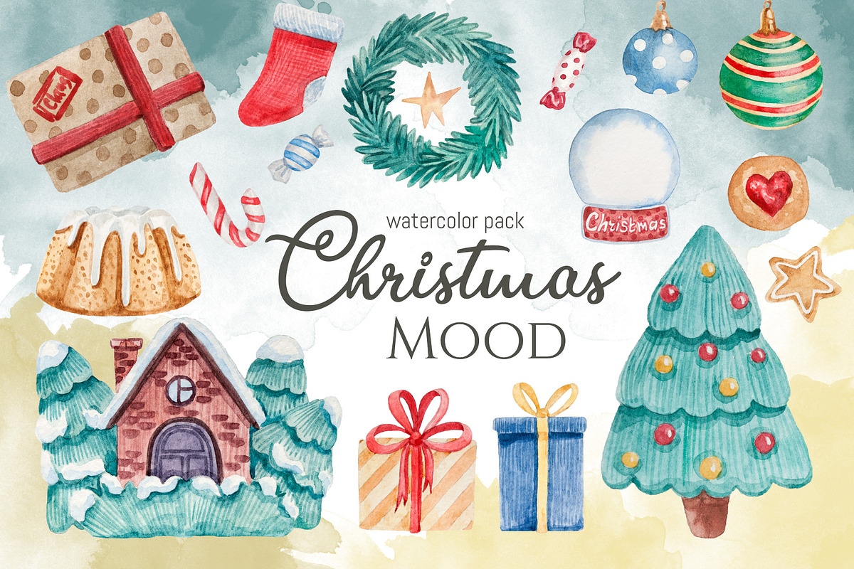 Watercolor mini pack Christmas Mood, an Illustration by Marge Art (Photo 1 of 5)