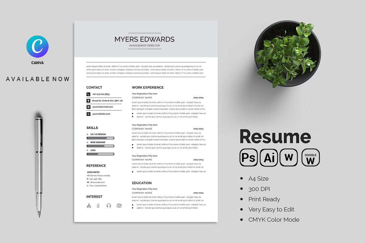 Management Director Resume Template, a Resume Template by Blackcloud_Creations (Photo 3 of 12)
