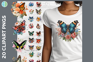 Boho Western Butterfly Clipart, PNG