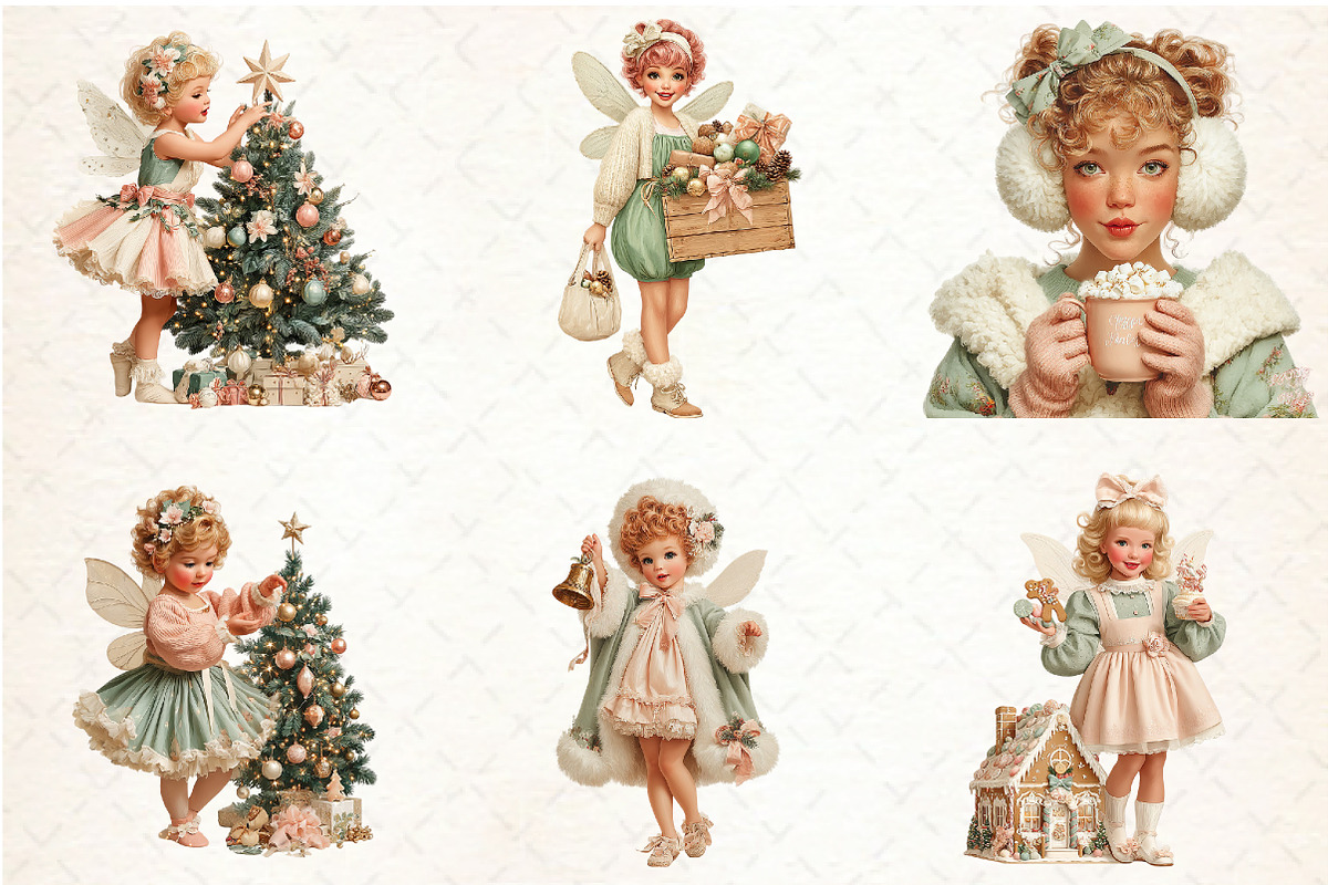 Whimsical Christmas Fairy Clipart, a Seasonal Illustration by Rose Art (Photo 3 of 6)