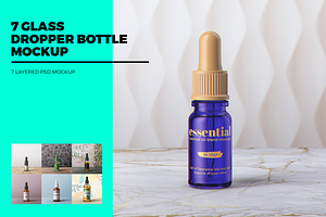 7 Glass Dropper Bottle MockUp
