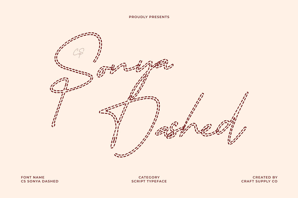 CS Sonya Dashed, a Script Font by Craft Supply Co. (Photo 1 of 8)