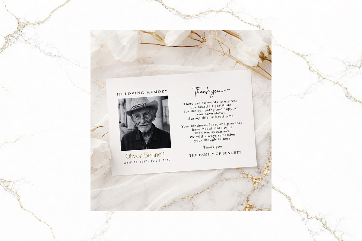 Funeral Thank You Card Canva FR001, a Card Template by TyphoonStudio (Photo 1 of 5)