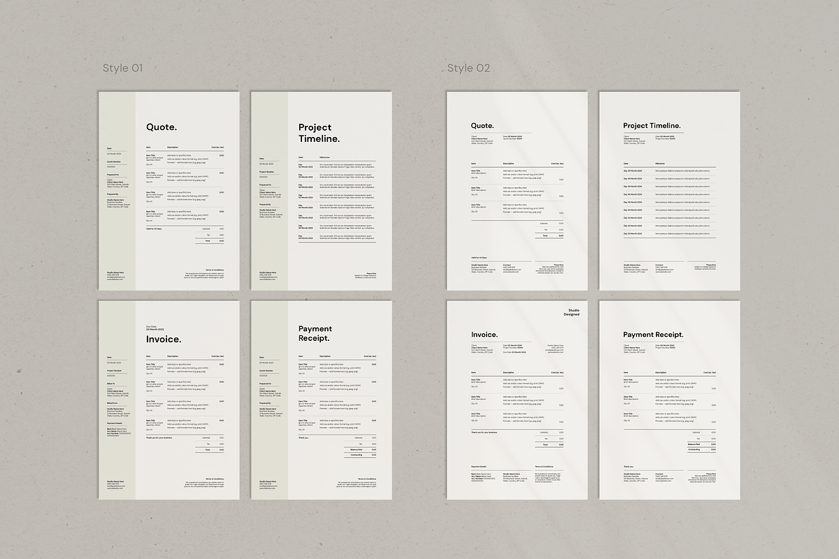 Invoice, Timeline, Quote & Receipt, a Stationery Template by Hannah Bacon Design (Photo 2 of 4)