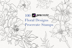 Procreate flower stamp, peony brush