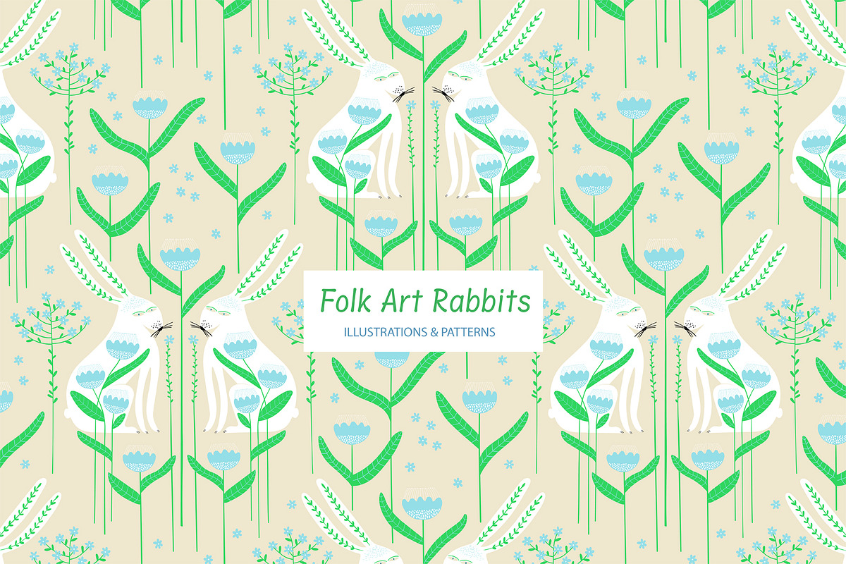 Folk Art Rabbits, an Animal Illustration by Annakniaz (Photo 1 of 15)