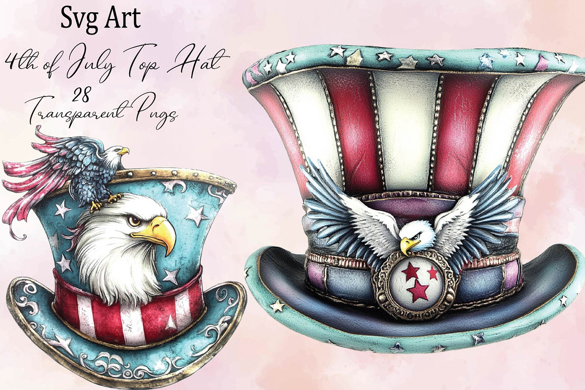 4th of July Top Hat Clipart Bundle., an Illustration by SVGArt (Photo 1 of 9)