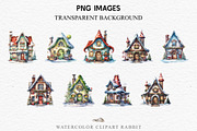 Christmas Santa House Winter Clipart, a Seasonal Illustration by Rabbit Heart (Thumbnail 3 of 10)