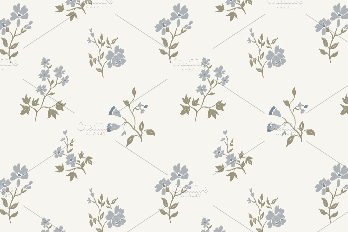 Blue and Green Vintage Floral, a Pattern Graphic by Mieken Petra Designs (Photo 2 of 2)