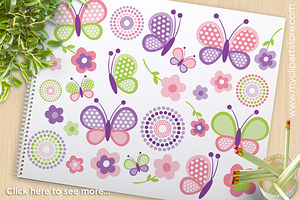 Pink Butterflies - Vector Clipart