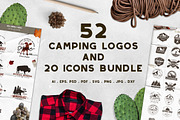 52 Camping Logos + 20 Icons Bundle, a Branding & Logo Template by JeksonGraphics (Thumbnail 1 of 15)