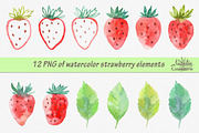 Strawberry watercolor design, an Illustration by BrushArtDesigns (Thumbnail 2 of 7)
