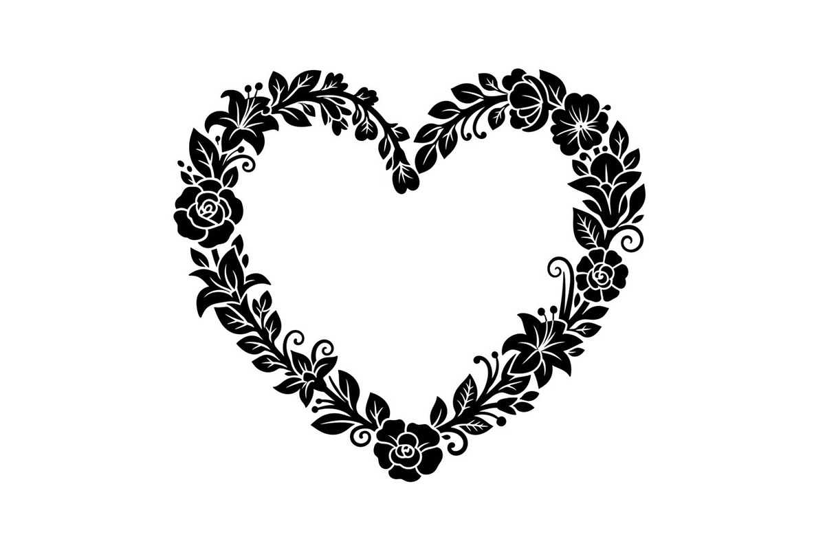 Floral Heart Frame Silhouette Pack, an Illustration by Artivon (Photo 21 of 49)